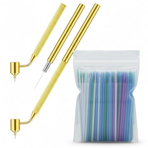Tondiamo 100 Pack 0.5 mm Touch up Paint Brushes Repair Pen Gold Paint Applicator Fluid Writer Pen Detailing Disposable Micro Applicator for Auto Repair Chip Automotive Scratch (Purple,Blue,Teal,White) - color: Purple,Blue,Teal,White