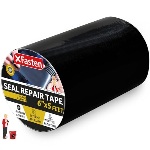 XFasten Waterproof Patch Seal Repair and Leak Shield Tape, 6-Inch x 5-Foot (Black, 6-Inch x 5-Foot) - color: Black