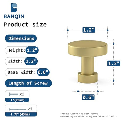 20 Pack Gold Cabinet Knobs and Pulls - Round Drawer Knobs, Brushed Brass for Kitchen Cabinets - color: Brushed Brass, size: 20 Pack