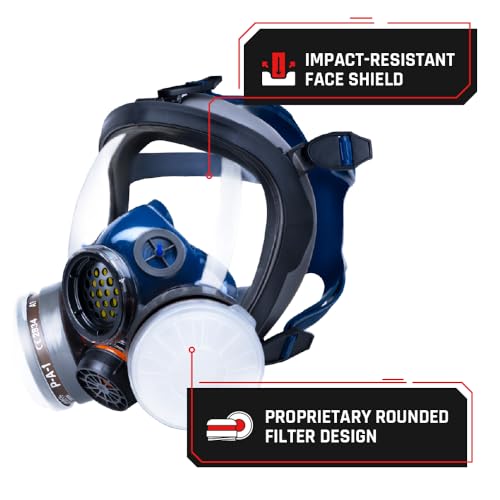 Parcil Distribution Full Face Respirator Mask - Air Purifying, Organic Vapor & Particulate - Industrial Use - CE Tested - color: Pt-100 Clear