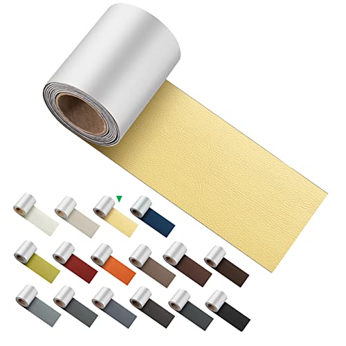 ILOFRI Self Adhesive Leather Repair Patch Tape 3x60 inch, Vinyl and Leather Repair Kit for Couches, Furniture, Car Seat, Boat Seat, Sofa, Vinyl Upholstery, Chair, Interior - Khaki - color: Khaki, size: 3x60 inch