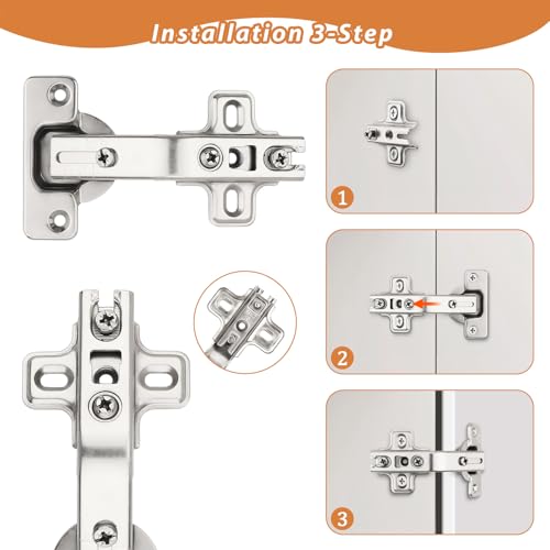 Probrico 1 Pair-2 Pack 135 Degree Lazy Susan Hinge, Full Overlay Concealed for Corner Kitchen Cabinet Hinges,135° Hinges with Srews - size: 135 Degree Lazy Susan