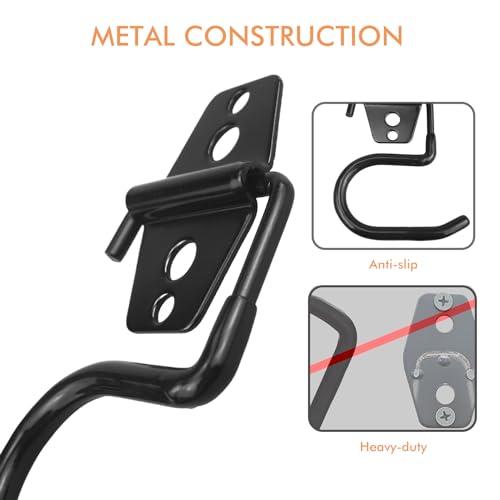 LIGHT DUST Broom Holder Wall Mount - 12 Pack Tool Hangers Garage Wall Hanging Organizer - Heavy Duty Metal Large S Hooks for Mop Shovel Rake Shed Garden Lawn Yard Handle Tools Organization (Black)