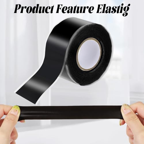 Self Fusing Silicone Tape 1" x 16.4FT – Black Waterproof Rescue Tape for Leak Repair, Plumbing, Hose & Pipe Sealing, Self-Amalgamating Rubber Tapes for Outdoor Electrical & Tool Fixation