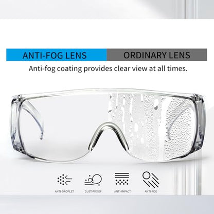 JING LEI Safety Glasses Anti Fog Goggles Vented Sides Shields Transparent PC Frame Spectacles for Lab Medical and Daily Use - color: Clear Lens