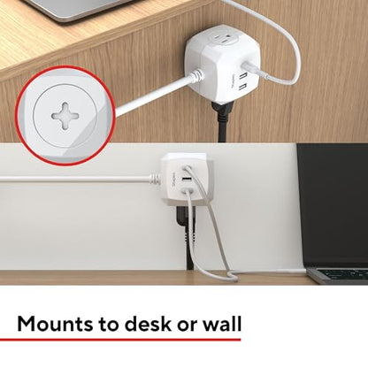 Staples TECH 3‑Outlet Extension Cord – 5 ft. 14‑AWG Indoor Power Cable for Home, Office & Workspace, White