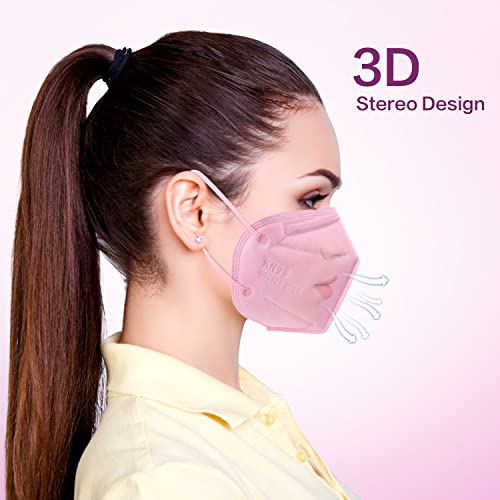 Miuphro Multiple Colour KN95 Face Mask 50 Pcs, 5 Layers Safety KN95 Masks, Disposable Masks Respirator for Outdoor(Pink,Blue,Red,Purlpe,Grey) - size: 1 Count (Pack of 50)