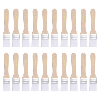 HARFINGTON 20pcs 1" Nylon Flat Wall Paint Brushes, Soft Bristle with Wood Handle for Painting DIY Latex Paints, Furniture, Cabinets, Fences, White - color: White, size: 1 inch