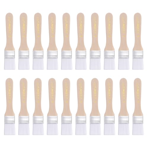 HARFINGTON 20pcs 1" Nylon Flat Wall Paint Brushes, Soft Bristle with Wood Handle for Painting DIY Latex Paints, Furniture, Cabinets, Fences, White - color: White, size: 1 inch