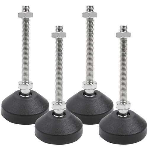 M8x80mm Leveling Feet, 4 Inch Height & 880 lb Capacity, Heavy Duty Adjustable Swivel Furniture Glides, Threaded Rubber Feet Levelers for Table, Shelves, Workbench, Cabinet, Machine, 4Pcs - color: Black, size: D50xm8xh80mm