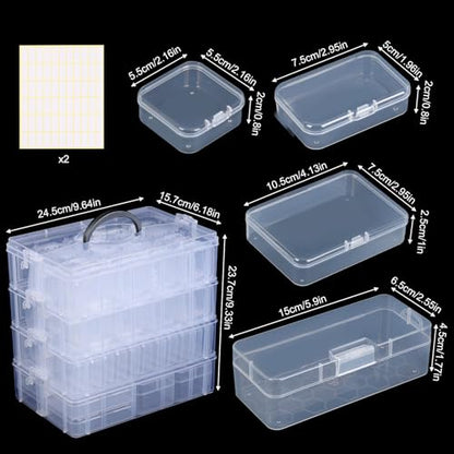 SGHUO Bead Organizer Box, 84 pcs Small Organizers, 4-Tier Stackable Storage Container Box for Art Craft Storage, Washi Tape, Kids Toys, Jewelry, Beauty & Sewing Supplies - style: 4 tier-mix
