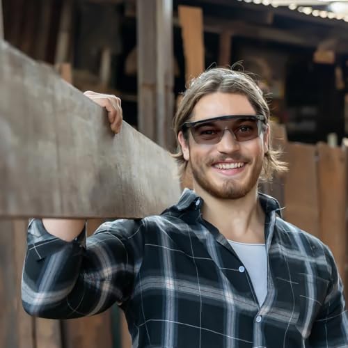 UV Light Safety Glasses Protection,UVC 400 Blue Light Blocking Protective Glasses Goggles ,Ansi Z87 Adjustable Temples Eyewear, Shaded Shatterproof Scratch Resistant Safe Sunglasses Black Color - color: Light Black