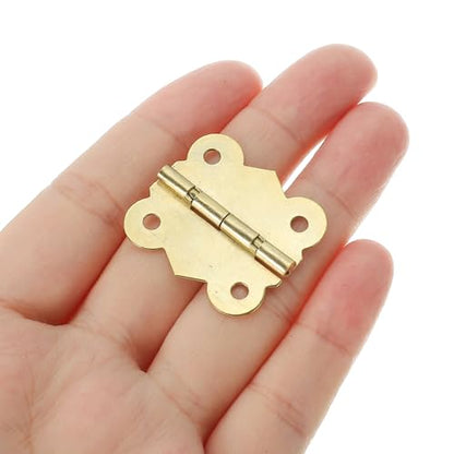 PATIKIL Small Jewelry Box Hinges 1-1/4 Inch, 12 Pack 180-degree Mini Butterfly Hinges Jewelry Box Hardware with 48 Screws for Cabinet Wooden Box Drawer Craft, Gold - color: Gold