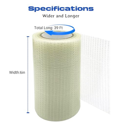 5 in x 39FT RV Awning Repair Tape Kit – Heavy Duty Waterproof Tear Repair Patch for Tarp, Canvas, Tent, Fabric, Canopy, Boat Covers, Sail – Clear Reinforced Fiberglass Repair Tape (6IN×39FT) - size: 6IN×39FT