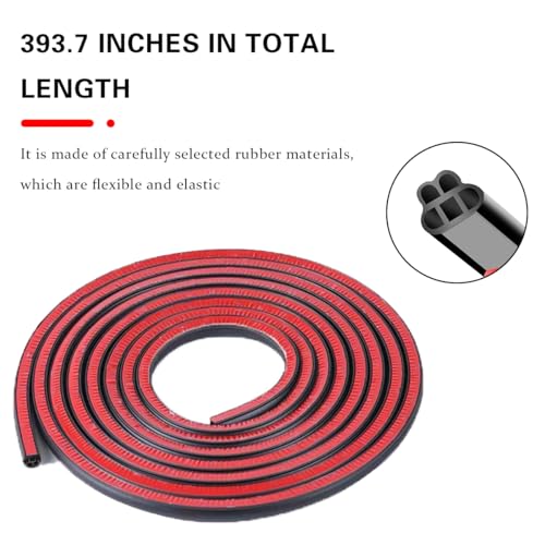 Mandark Car Door Seal Strip, Rubber Double Layer Vehicle Weather Stripping, 32.8ft 5 Hole Soundproof Self Adhesive Automotive Sealing Strip Accessories, Universal for SUV, Truck, RV (Black-1) - size: 5 Holes/32.8FT