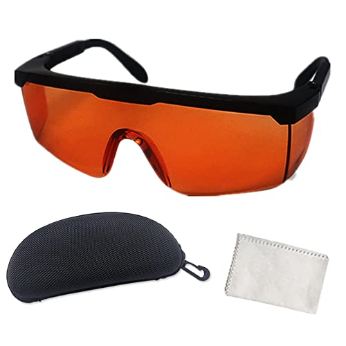 190nm to 560nm Laser Safety Glasses, OD4+ Laser Glasses Eye Protection, Adjustable Temples Laser Hair Removal Goggles for Treatment Cosmetology Operator for Blue Light Sanitize,Dental Operation - color: Orange&black