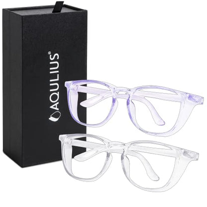 Aqulius 2 Pack Stylish Safety Glasses Goggles, Scratch Resistant, Safety Glasses for Women, Blue Light, Glasses for Nurses - color: Blue/Clear