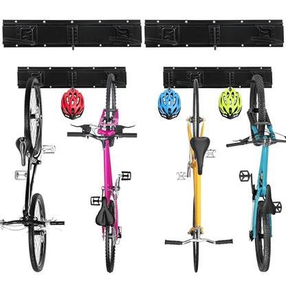 Sinoer Bike Storage Rack,Bike Storage Hanger, 4 Bikes + 3 Helmets Heavy Duty Bike Storage Vertical Bike Rack Holds up to 66lbs, 20 inches / 511mm -2 Rails - style: 4 Bikes - 20 inch - 2 Panels