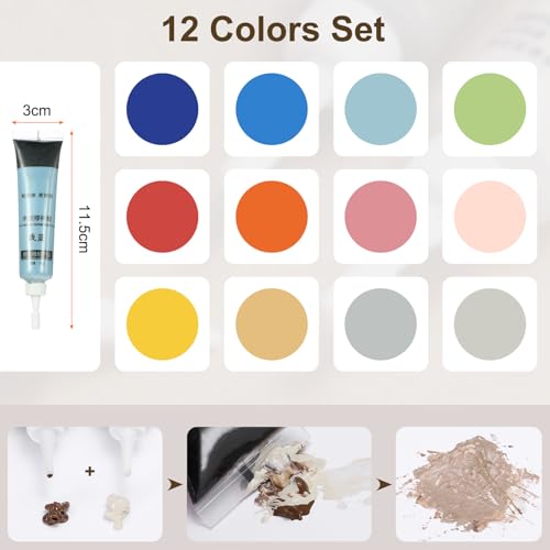 HARFINGTON 12 Colors Wood Filler Scratch Repair Kit Touch Up Filler Wood Paint for Repairing Scratches Cracks Holes on Wooden Floors Cabinet, Table, Jewel Tones Series - color: Jewel Tones Series