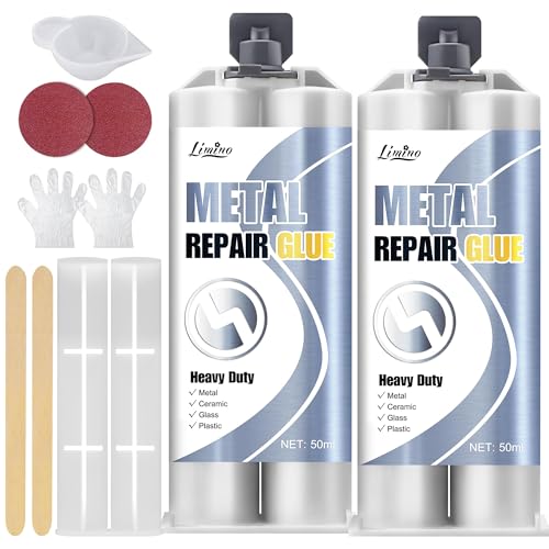 Metal Glue - 2 Part Epoxy Heavy Duty Welding Glue for Bonding and Repairing the Crack Leaking Stainless Steel, Ceramics, Plastic, Metallic Alloys - Super Liquid Metal Filler, Heat-Resistant - 3.5oz