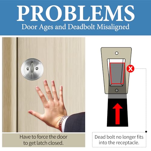Deadbolt Restorer Strike Plate Large Version 2-3/4" x 1-1/8", Screw Holes Spaced 2-1/8", Fix Latch Misalignment/Sticking/Jamming, Narrow Side and Large Hole - color: Black, size: Large: 2-3/4" x 1-1/8" (1 Pack)