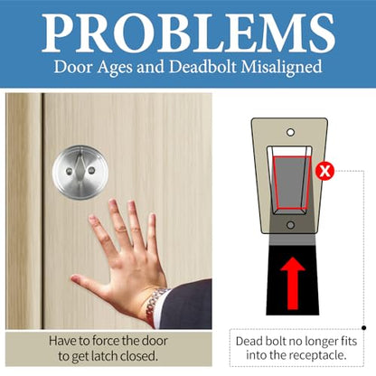 Deadbolt Restorer Strike Plate Large Version 2-3/4" x 1-1/8", Screw Holes Spaced 2-1/8", Fix Latch Misalignment/Sticking/Jamming, Narrow Side and Large Hole - color: Black, size: Large: 2-3/4" x 1-1/8" (1 Pack)