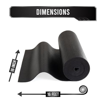 Precision Defined Professional Grade Tool Box Liner, 16 ft x 16", Black | Tool Box Drawer Liner, Shelf Liner Non Slip Mat, Thick Cabinet Shelf Liner, Toolbox Drawer Liner - size: 16"W x 192"L