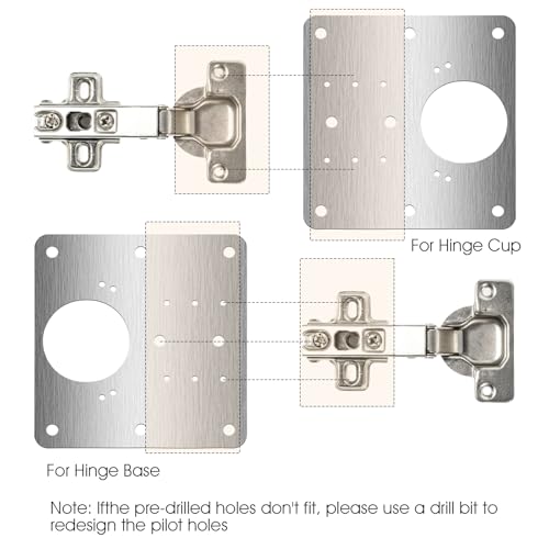20 Pcs Cabinet Hinge Repair Plate, Stainless Steel Door Hinge Repair Plate Kit Metal Large Fix Board Replacement Kit with Screws for Kitchen Cabinet, Cupboard Doors and Furniture