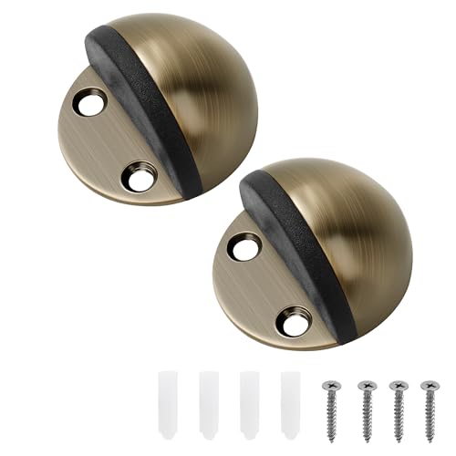 Floor Mounted Door Stops, Stainless Steel Door Stoppers for Floor, Floor Door Stop Mounted Half Moon, with Screws, for Hard Floor Concrete Floor(Bronze,2 Pcs) - color: Bronze 2 Pcs