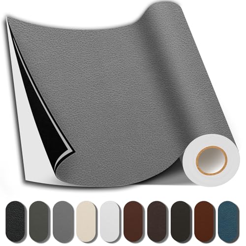 Shagoom Leather Repair Patch, Repair Patch Self Adhesive Waterproof, DIY Large Vinyl Patches for Couches, Furniture, Kitchen Cabinets, Wall （Grey, 3.5X79 Inch） - color: Grey, size: 3.5X79 inch