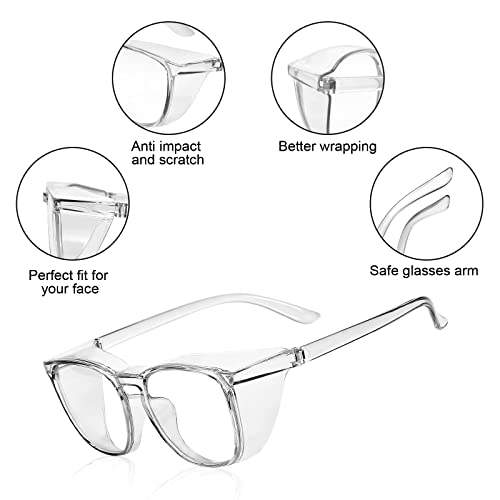 Stylish Safety Glasses Goggles for Women Girls Anti-fog Glasses Protective Eyewear Clear Glasses - color: Pink+clear