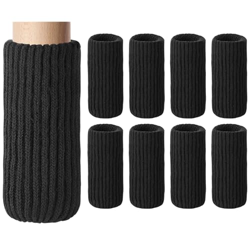 8 PCs Furniture Leg Socks - High Elastic Black Furniture Socks, Knitted Chair Leg Floor Protectors, Thickening Chair Leg Covers Set, Move Easily and Reduce Noise - color: Black, size: 8pcs