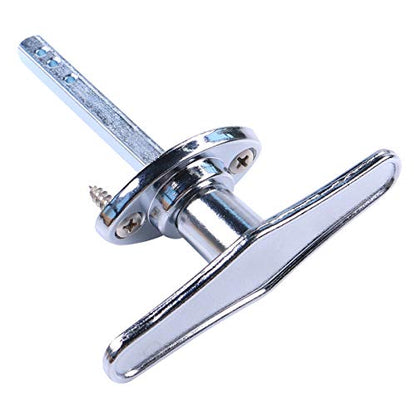 Garage Door Lock Dummy T Handle Assembly Non-Locking Door Hardware Kit (Without Keys) Chrome Plated