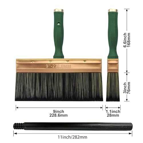 Deck Stain Brush, 9 Inch Deck Paint Brush with Threaded Handle for Extension Pole, Wide Large Brushes for Staining Wood, Fence, Walls, Lime Wash Paint Brush - color: 9 Inch