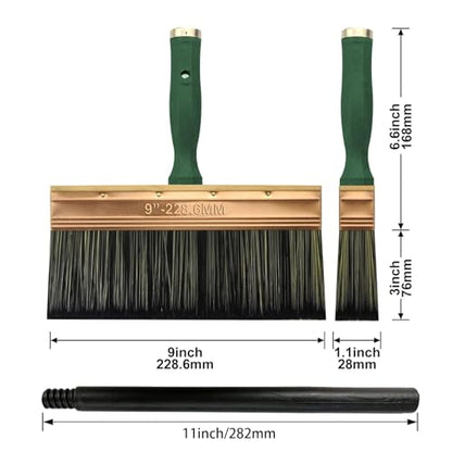 Deck Stain Brush, 9 Inch Deck Paint Brush with Threaded Handle for Extension Pole, Wide Large Brushes for Staining Wood, Fence, Walls, Lime Wash Paint Brush - color: 9 Inch