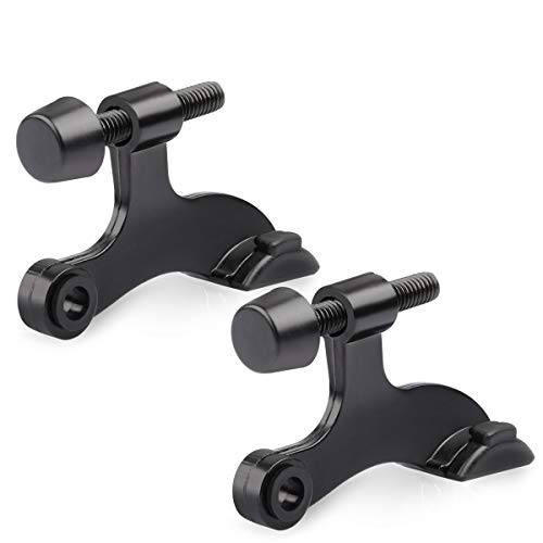HOMOTEK 2 Pack Hinge Pin Black Door Stopper,Adjustable Deluxe Heavy Duty Door Stopper 2-1/2"x1-3/4”,with Black Rubber Bumper Tips - color: Black, size: 2 Pack