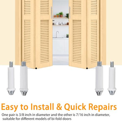 8 Pcs Bi-Fold Door Bottom Pivot Kit, 2 Size Folding Door Hardware Repair Bottom Pivot, Bifold Door Hardware Bottom Pivot for Folding Door Repair(3/8inch and 7/16inch)