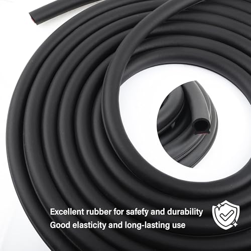19.68Ft D-Shape Car Rubber Seal Strip,Automotive Weather Stripping for Sealing Door Hood Trunk Window,Self-Adhesive Soundproof Car Door Seal Strip for Most Vehicles (19.68Ft)