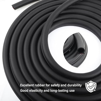19.68Ft D-Shape Car Rubber Seal Strip,Automotive Weather Stripping for Sealing Door Hood Trunk Window,Self-Adhesive Soundproof Car Door Seal Strip for Most Vehicles (19.68Ft)