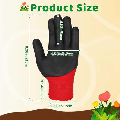 Gardening Gloves for Men Women, 3 Pairs Breathable Grip Work Gloves TPE Coated for Yard Outdoor, Planting, Landscaping