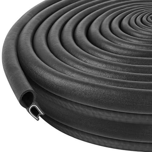 Kikerike Automotive Door Weather Stripping 50Ft Car Door Rubber Edge Trim Seal Strip Gasket with Top Bulb Easy to Install for Car Bus Camper Boat RV Truck Doors and Home Applications - color: 50Ft