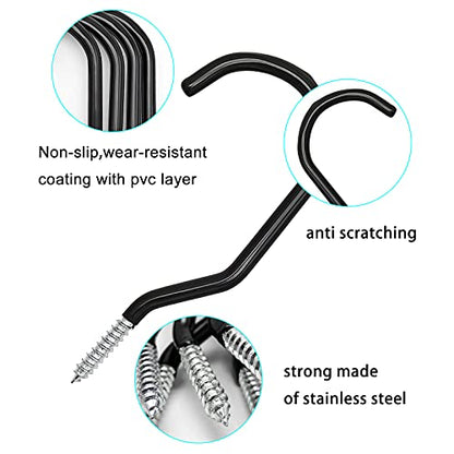 12PCS Heavy Duty Bike Storage Hooks Bicycle Wall Mounted Hooks Large Screw Hooks for Wall,Ceiling