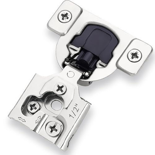 Decobasics 4 Pack Soft Close Cabinet Hinges – 1/2" Overlay for Kitchen Cabinet Doors, Slow Self-Closing Concealed Hidden Hinges for Face Frame –Stainless Steel, 3-Way Adjustable & Quiet Close Damper - size: 1/2 Inch