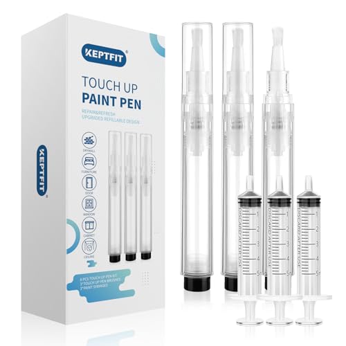 Fillable Touch Up Paint Pen Brush, 3 Pcs Paint Pen for Wall Touch Up, Refillable Paint Pens for Walls, Wood Floors, Cabinets, Windows, Doors,Refillable Touch-Up Paint Pens