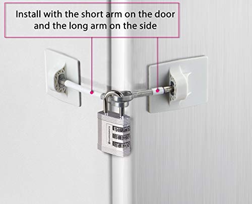 Refrigerator Lock (White with Silver Combination Padlock) - color: 1-Pack, White with Silver Combination Padlock