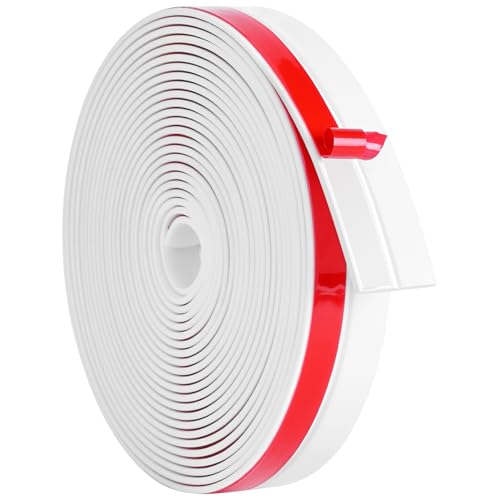 ToLanbbt Weather Stripping Silicone Door Seal Strip 1 in x 20 ft Door Draft Stopper Self Adhesive Door Draft Tape, Side & Bottom Gaps Insulation Strip for Glass Shower Door Sliding Door Window, White - color: White, size: 1IN x 20FT
