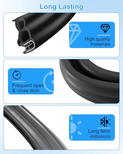 Automotive Door Weather Stripping, Car Door Rubber Seal Strip Trim with EPDM 3 Side Bulbs, Car Door Edge Trim Seal Strip Gasket for Trucks RVs Camper Boats Cabinets and Home Applications, 30FT - size: 30 Feet