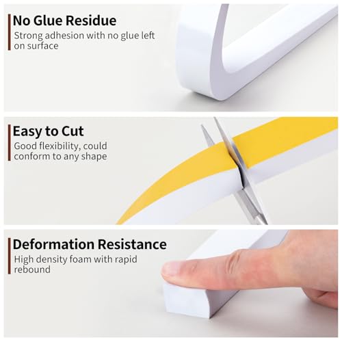 Yotache White High Density Foam Tape 1" x3/4" for Windows Air Conditioner Insulation Seal, Weatherstrip, AntiVibration, Shockproof Protection, Total 13 Ft (2 X 6.5 Ft Each) - size: 1"x3/4"x13 FT
