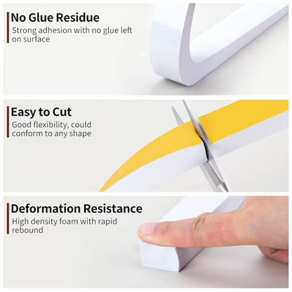 Yotache White High Density Foam Tape 1" x3/4" for Windows Air Conditioner Insulation Seal, Weatherstrip, AntiVibration, Shockproof Protection, Total 13 Ft (2 X 6.5 Ft Each) - size: 1"x3/4"x13 FT