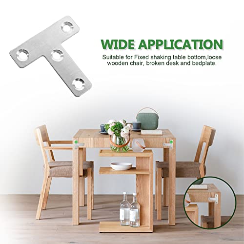 Uenhoy 20 Pcs T Shape Flat Mending Plates 50mm x 50mm (2" x 2") T Corner Braces T Bracket Connector Fixing Repair Plates for Furniture, Silver - size: 50x50mm/2"x2", style: T Shape